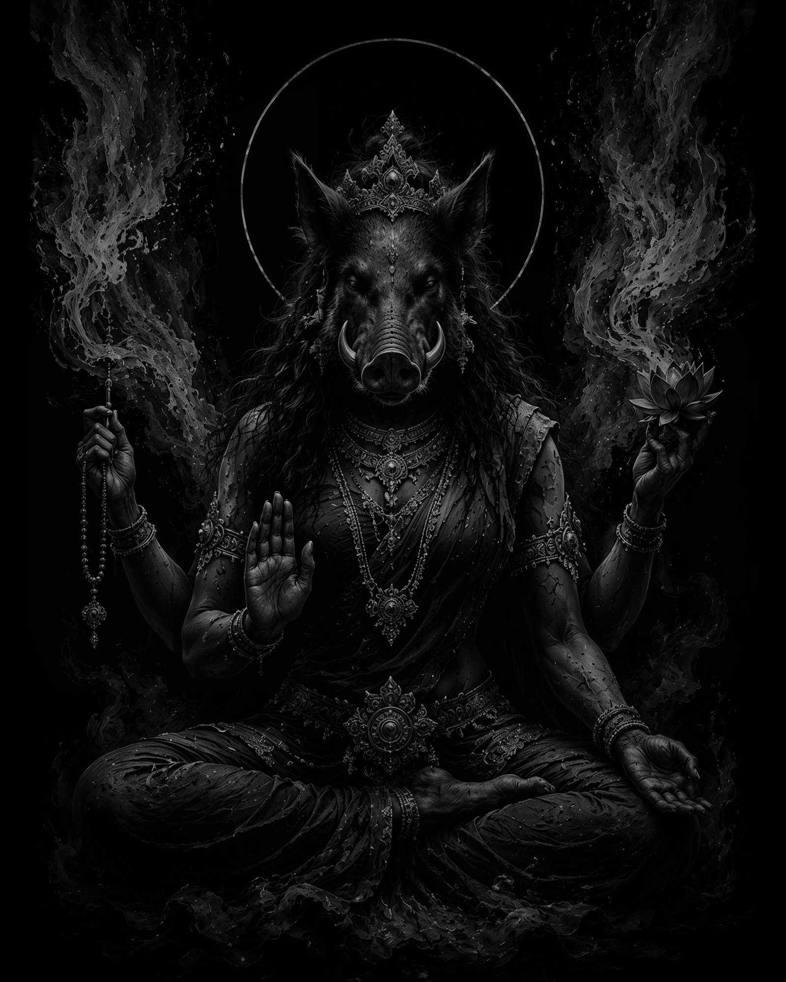 Dark portrait for the Āṣāḍha Varāhī edition